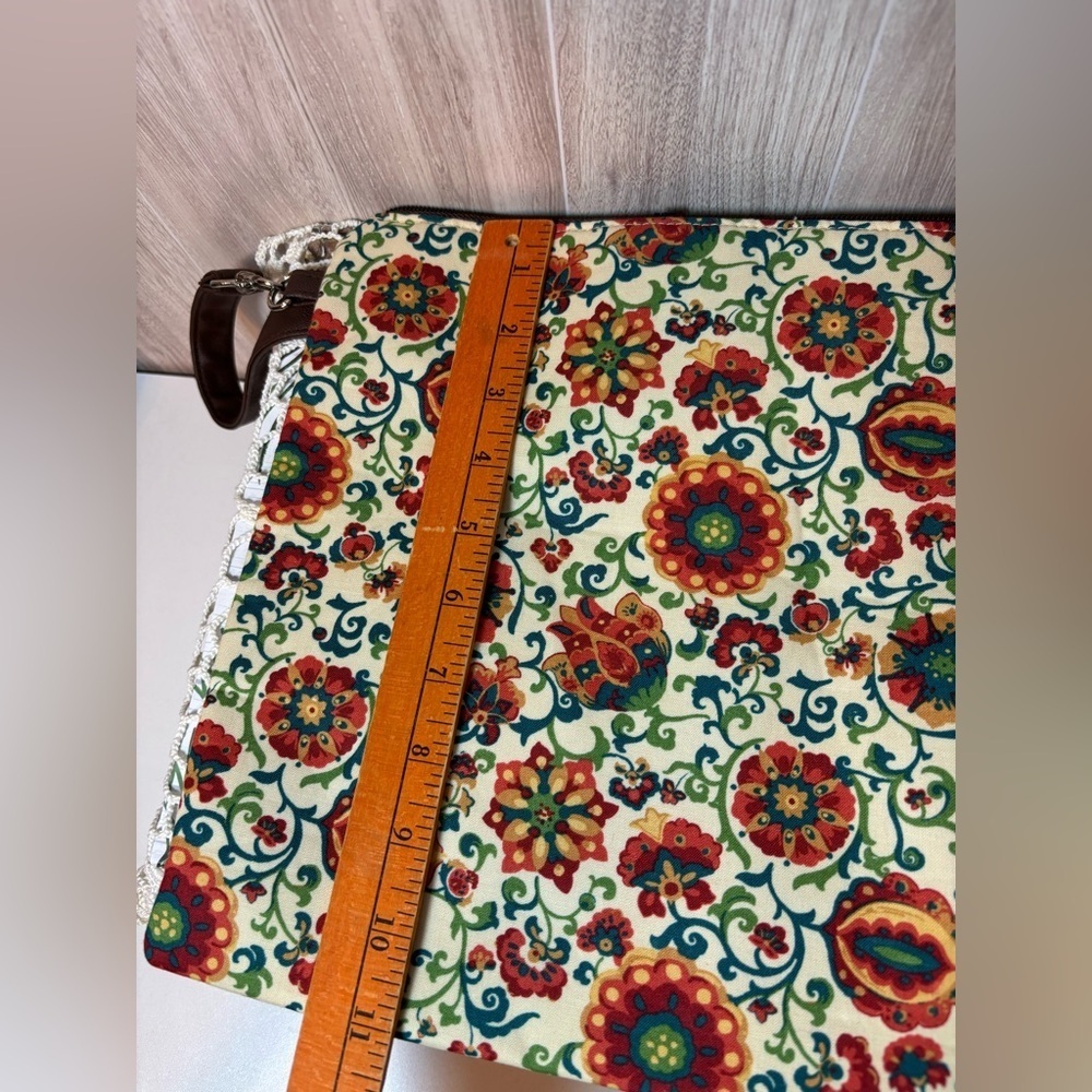 Longaberger Colorful Floral Fabric Crossbody Handbag with Metal Tag - Picture 5 of 6